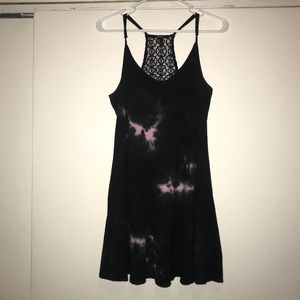 Forever21 Black Tie-Dye Lace Back Tank Dress